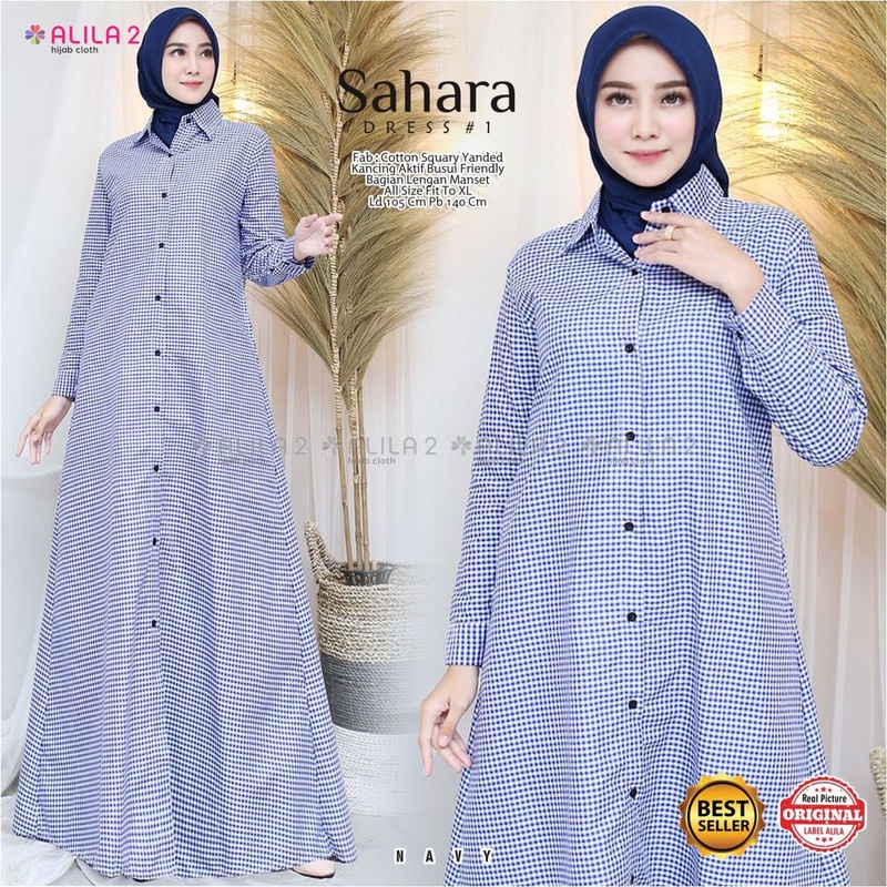 SAHARA DRESS SQUARE ORI BY ALILA | MAXI DRESS KATUN SQUARE | MAXI DRESS KOTAK-KOTAK