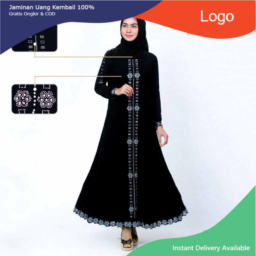Gamis Hitam Arab Bordiran Langsung Gamis Syari Dubai Gamis Turkey Baju Mewah Bisa COD