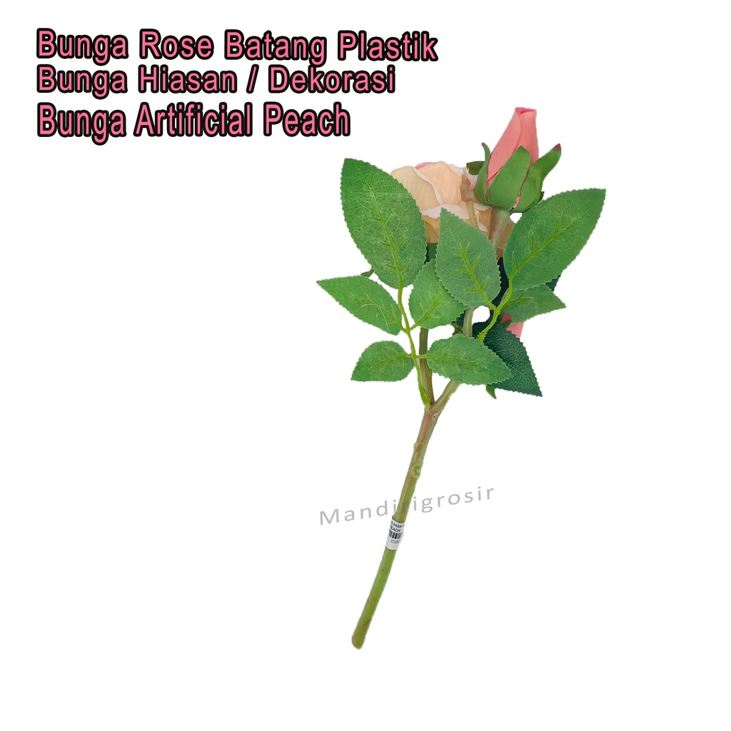 Bunga rose Batang Platik * Bunga Dekorasi * bunga Hias * bunga Artificial * peach