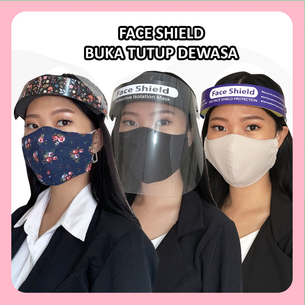 FACE SHIELD BUKA TUTUP DEWASA DESAIN ORIGINAL PATTERN