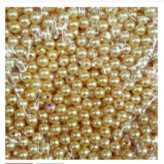 100 Gram Payet Mote Manik Mutiara Sintetis 10mm Bulat Besar Mutsin Berat Kwalitas Super KUNING TUA