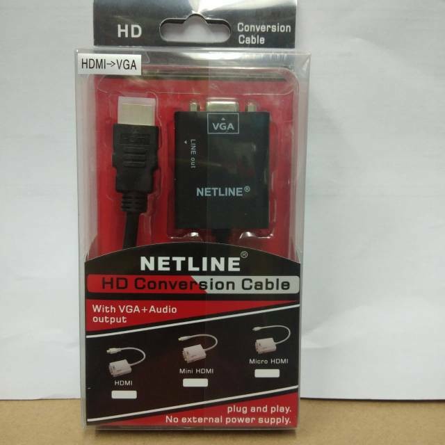 Netline Kabel Converter HDMI to VGA With Audio