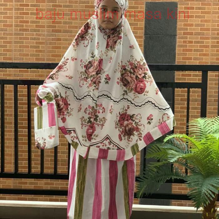 Mukena anak katun Jepang pink RH