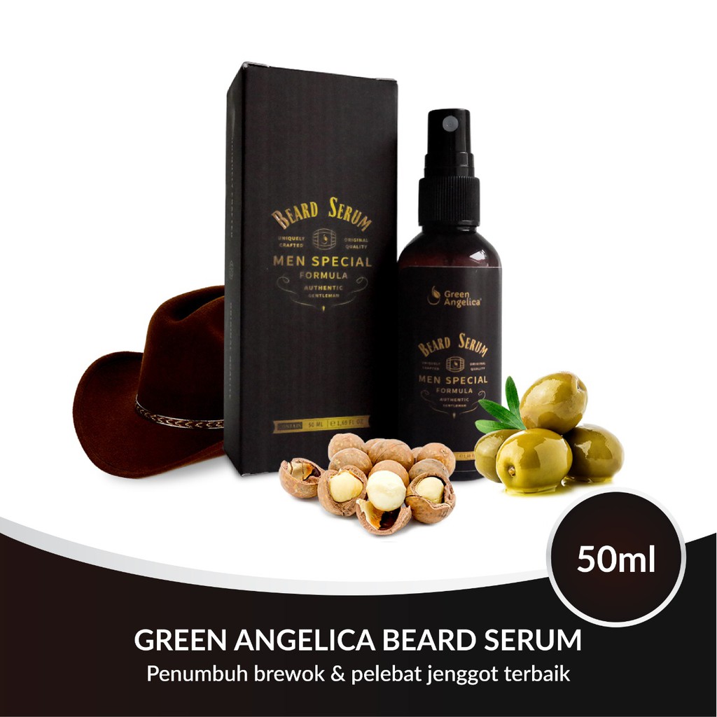 BEARD SERUM GREEN ANGELICA - PENUMBUH JAMBANG, BREWOK, KUMIS, ALIS DLL