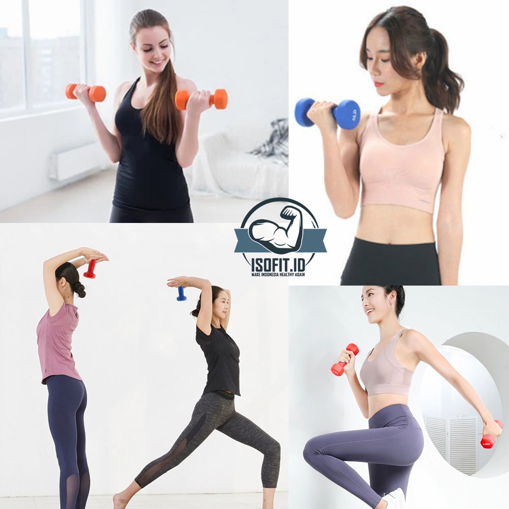 Isofit.id Ladies Hexagonal Plastic Dumbell / Barbel Hexagonal Plastik Wanita Size 6KG