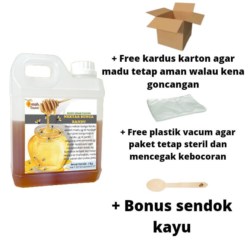 Madu Murni Madu Mentah Raw Honey Nectar Randu Netto 1kg