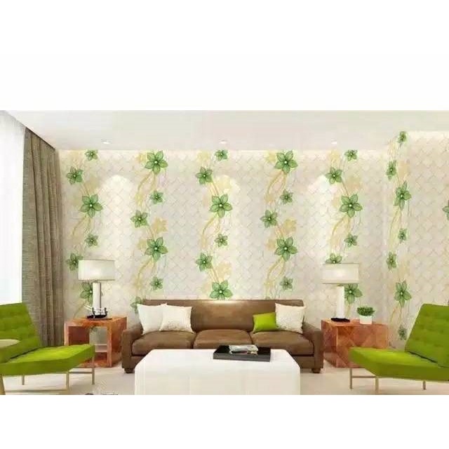 Wallpaper Dinding Motif Ranting Daun Hijau Ukuran 10 Meter x 45 CM