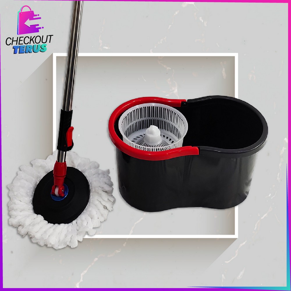 CT C526 Alat Pel Lantai Dengan Ember Serbaguna Kain Pel Spin Mop Alat Pembersih Lantai Praktis Kain Pel Spin Mop