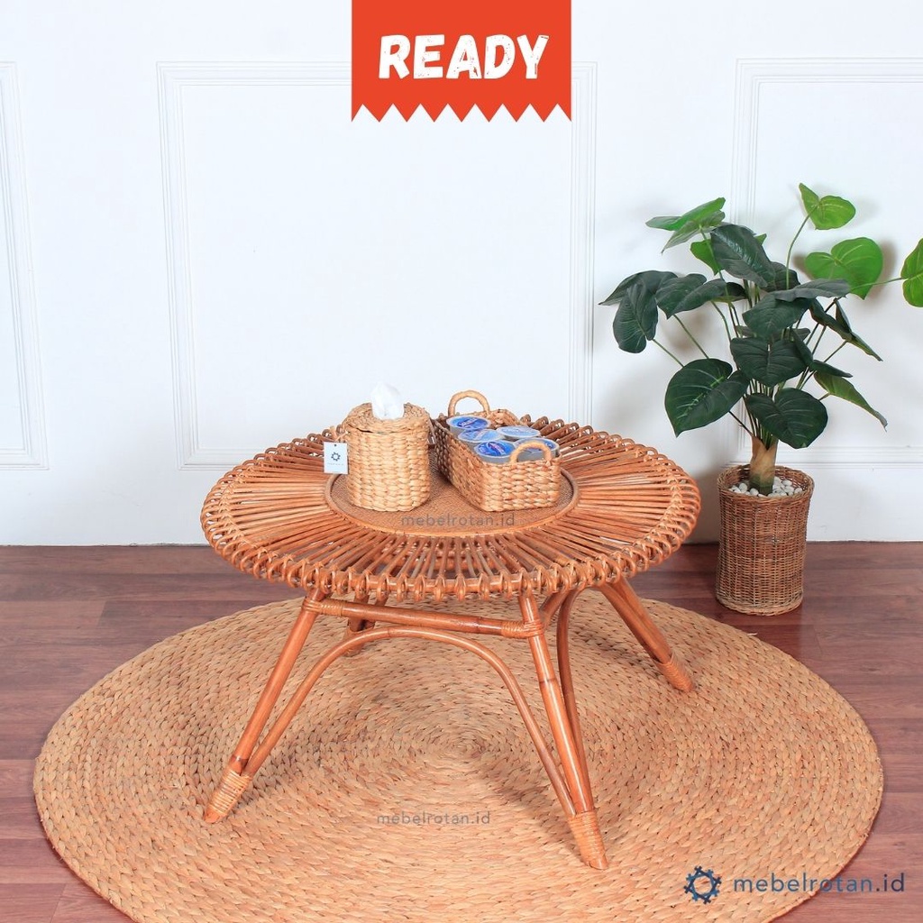 MEJA BUNDAR ROTAN MOON | RATTAN TABLE
