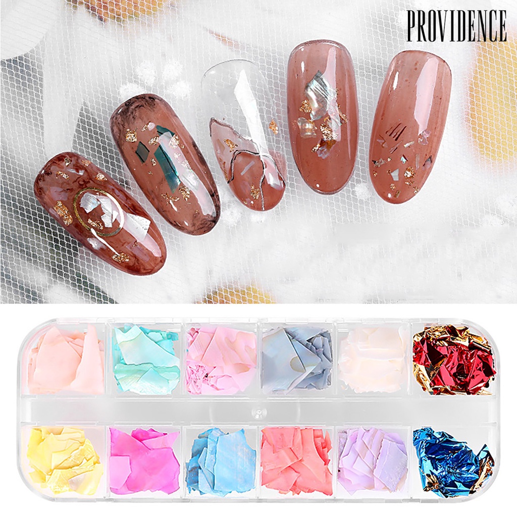 Providence 12 Mix Colors Shiny Charming Attractive Shell Nail Art Sequins for Party