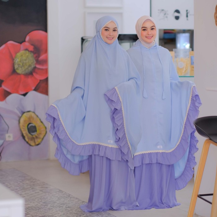 TERLARIS MUKENA DEWASA TRAVELING 2 IN 1 BANESKA NAJWA MIX LILAC BABY BLUE JUMBO - LILAC-BABY BLUE