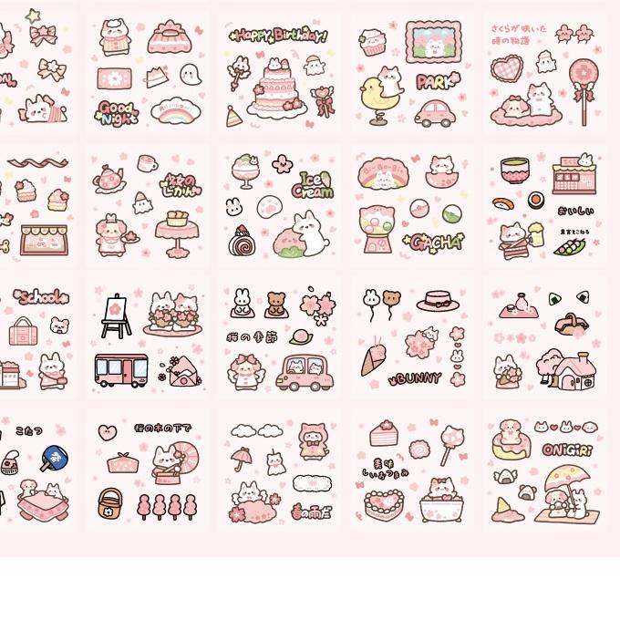 

⸨TaP ♚⸩ 50 Lembar/kotak Stiker Kartun Lucu Beruang Kelinci Scrapbooking DIY Serpihan Alat Tulis Dekoratif //New product