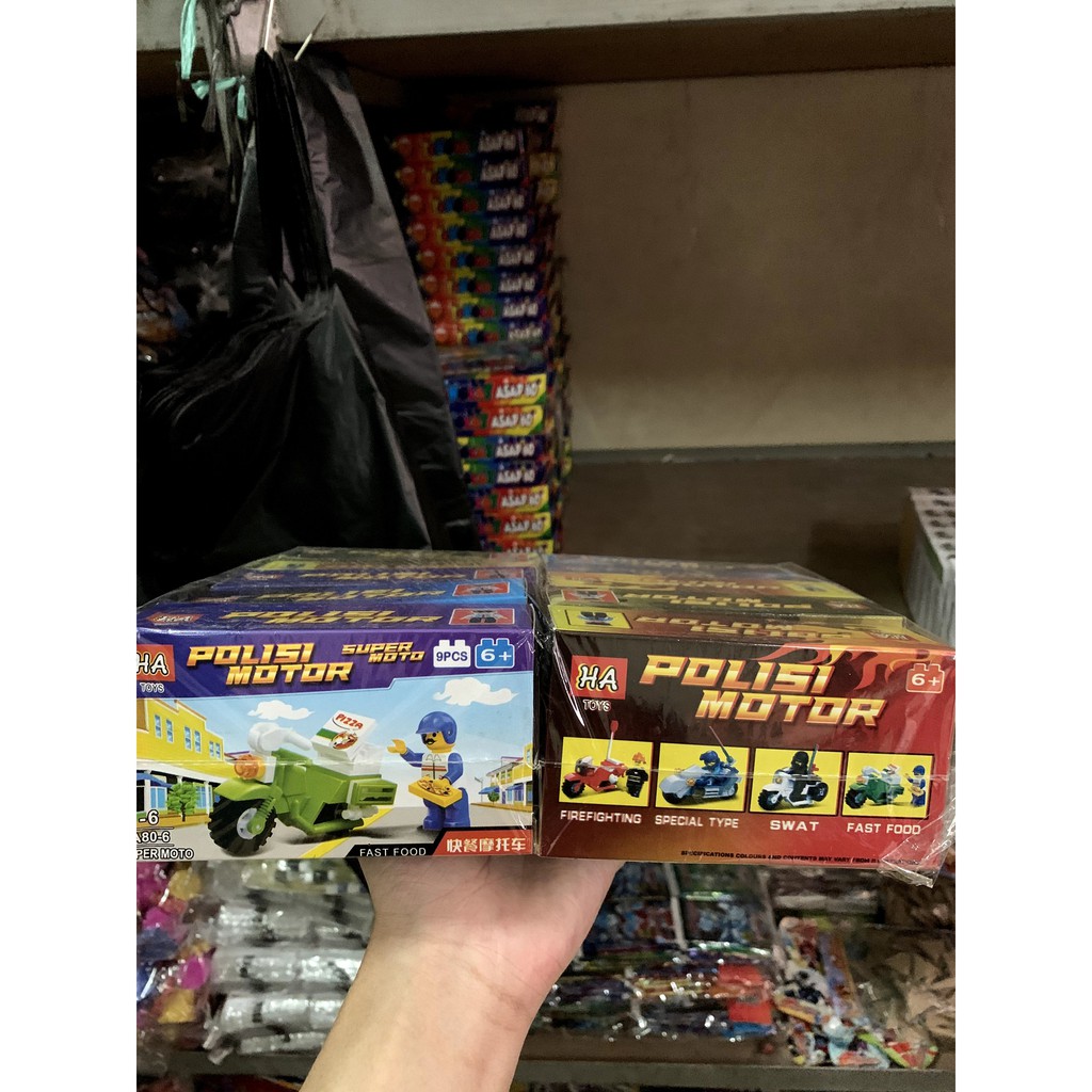 HA TOYS Lego Polisi Motor Mainan Anak Edukatif dan Kreatif