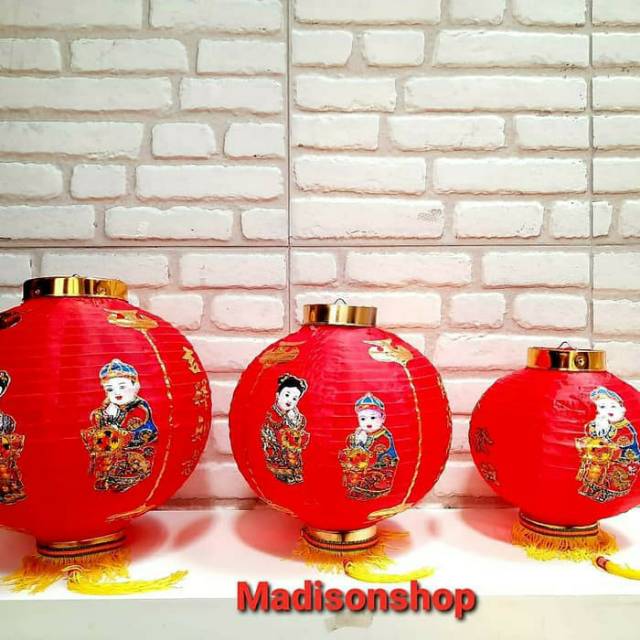 Lampion Merah 8 inch 20cm Lampion Dekorasi Imlek Murah Outdoor Parasut