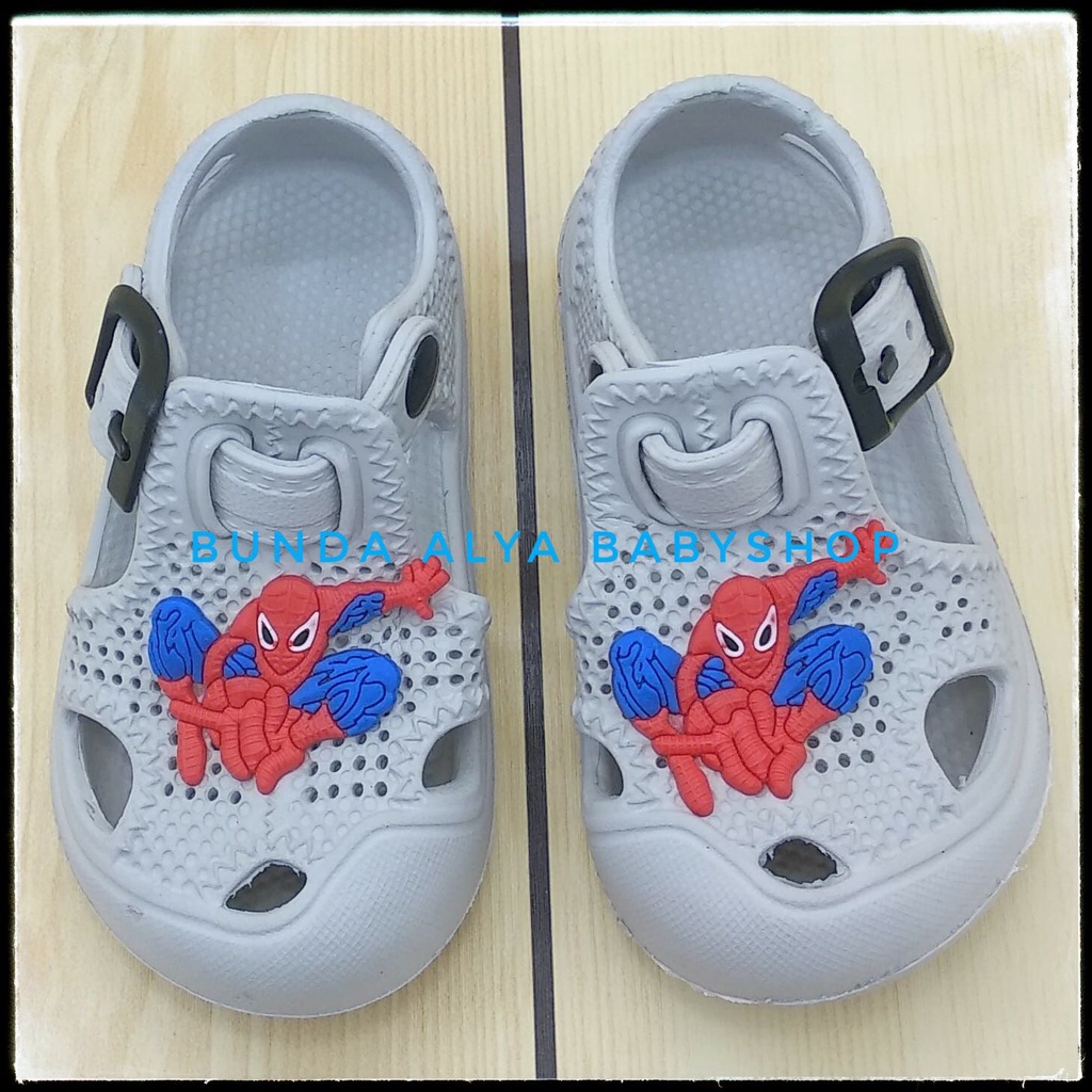 Sendal Anak Laki Laki Usia 6 - 12 Bulan Motif Kartun ABU Lucu Alas Karet Anti Licin - Sepatu Sendal Anak Cowok Alas Karet