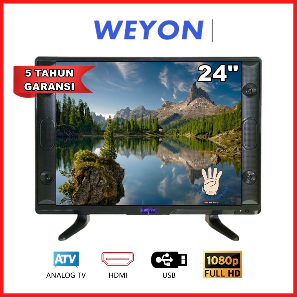 TV LED 24INCH SUPPORT HDMI, VGA, USB, AV LAYAR SUDAH HD GARANSI 5TAHUN COCOK UNTUK PC, TV, PS3, DLL