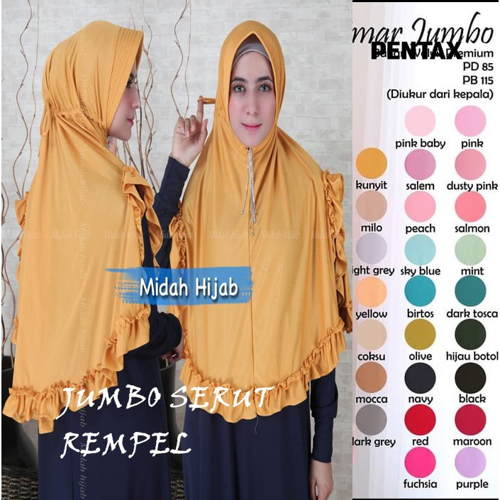 TERMURAH JILBAB JUMBO SERUT TALI BELAKAG HIJAB BERGO SYARI KERUDUNG KHIMAR DAILY