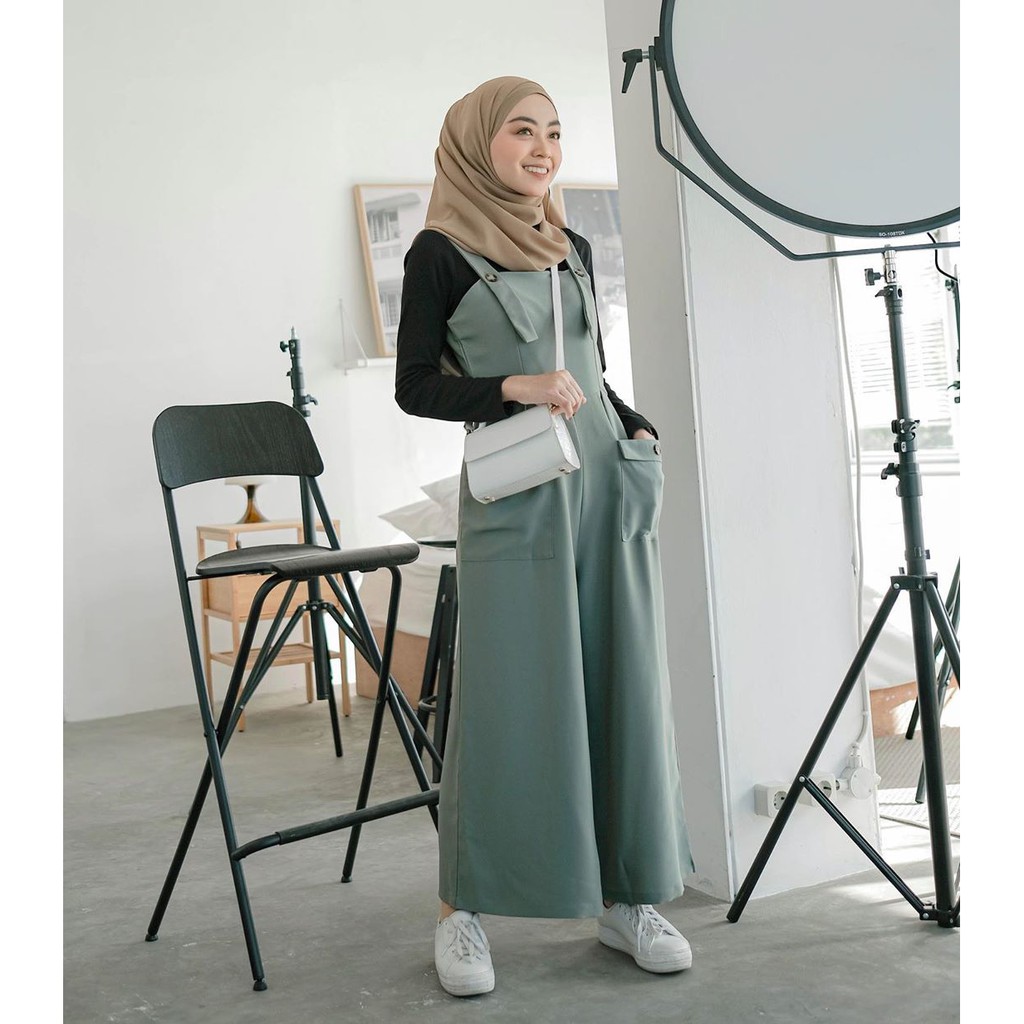 [ Cod ] Borju Overall Basic Polos Fashion Remaja Wanita Muslim Termurah