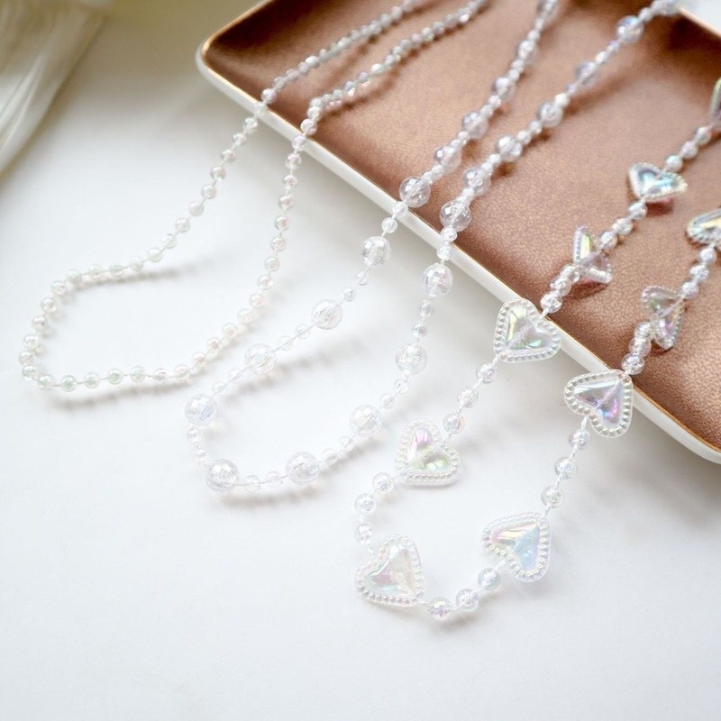 Glasses Chain Anti-lost Mask Chain Transparent Peach Heart Bead Necklace Acrylic Chain Mask Chain Jewelry Accessories