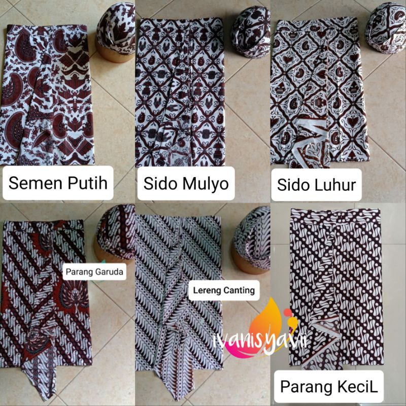 1 Set Sapit Urang + Blangkon, Motif Lengkap (Sembong/ Jarik Cowok)