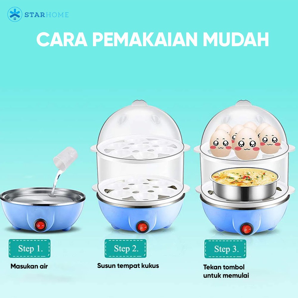 StarHome Alat Kukus Telur - Egg Boiler Cooker -  Steamer Botol Bayi - Kukusan Elektrik Serbaguna