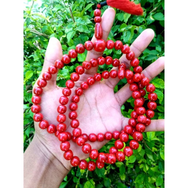 tasbih batu coral marjan asli / tasbih merah marjan original / tasbih coral merah marjan