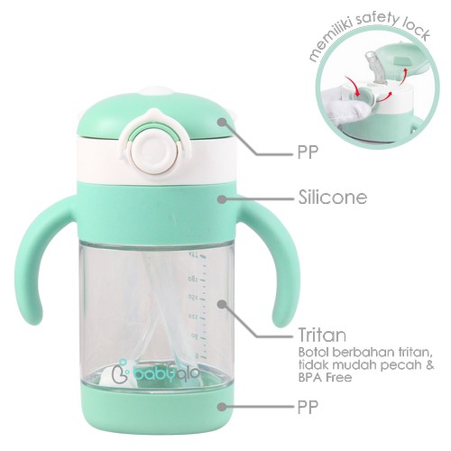 Babyqlo Botol Minum Anak / Koala Baby Straw Cup With Handle Bq 7004