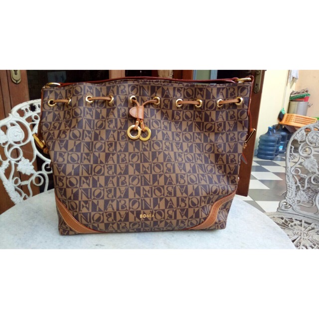 Bonia Hand Bag Tas Serut Brown