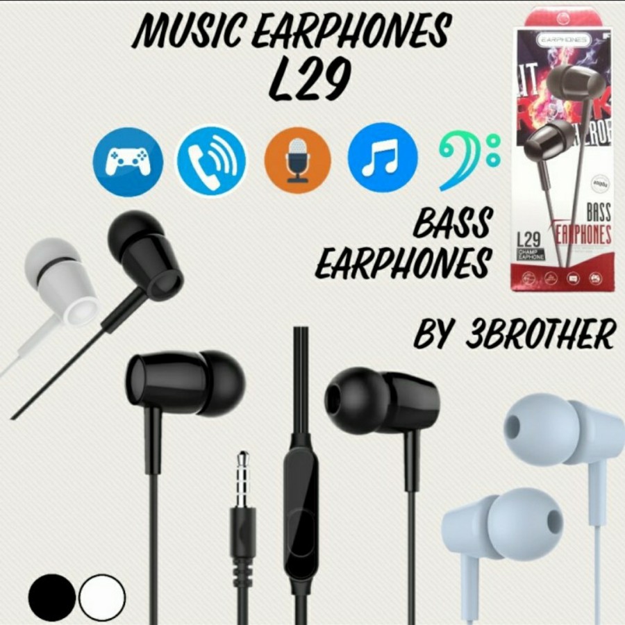 HEADSET MUSIC L29 JACK 3.5MM - EARPHONE SUPER BASS D21- SC