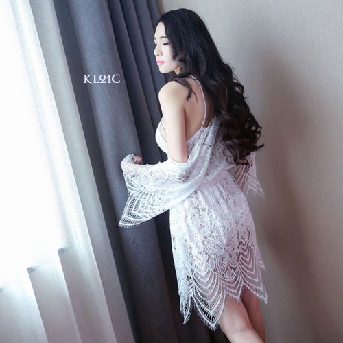 [PRODUK TERMURAH] BAJU KIMONO WANITA LINGERIE SEXY BAJU TIDUR LACE PUTIH KL21C