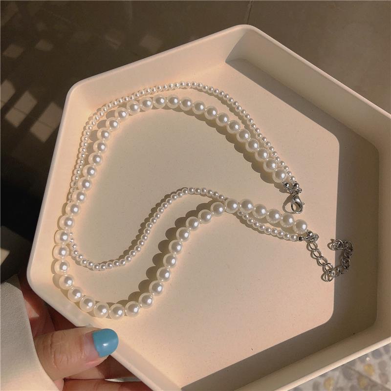 Fashion Double Layer Pearl Necklace Luxury Beads Chain Choker Necklaces for Women Jewelry Accessories