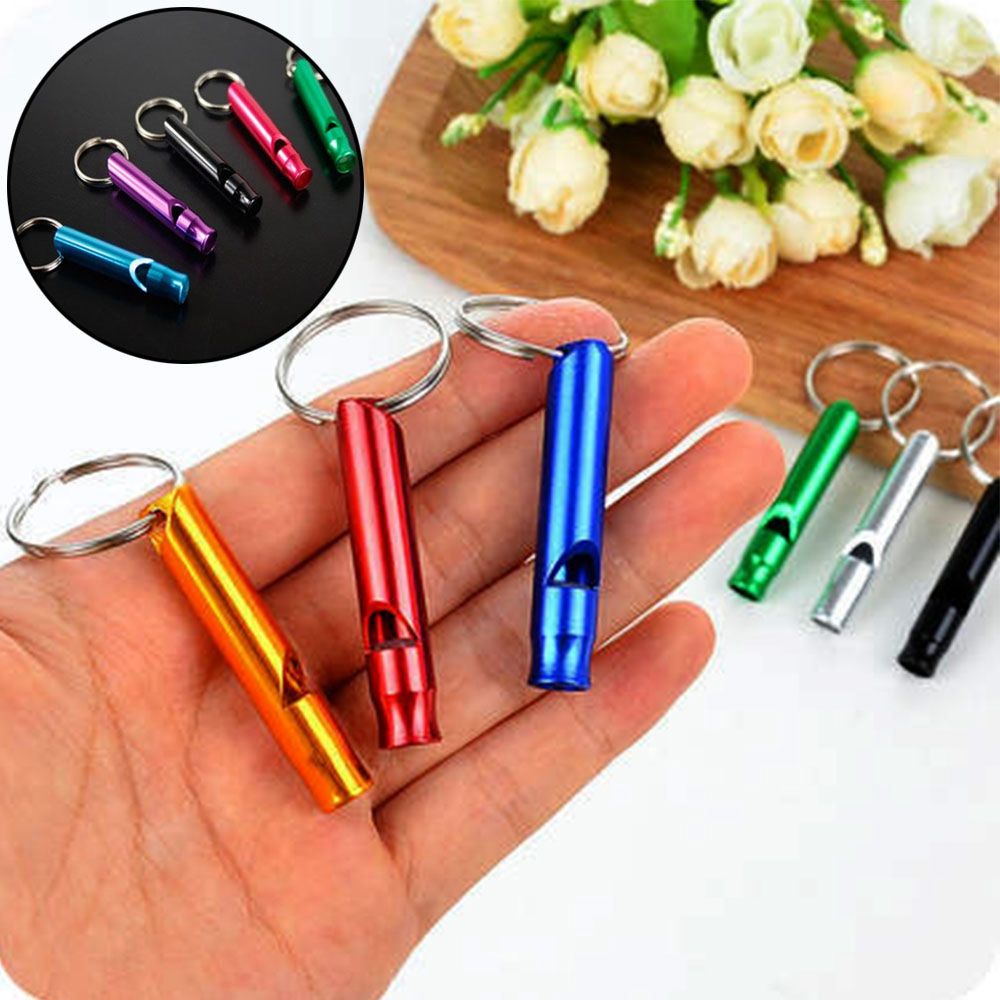 TOP 1/2/5/10pcs 7 Colors Survival Whistle with Keyring Training Accessories Emergency Whistles Small Size Aluminum Camping Hiking Outdoor EDC Tools/Multicolor