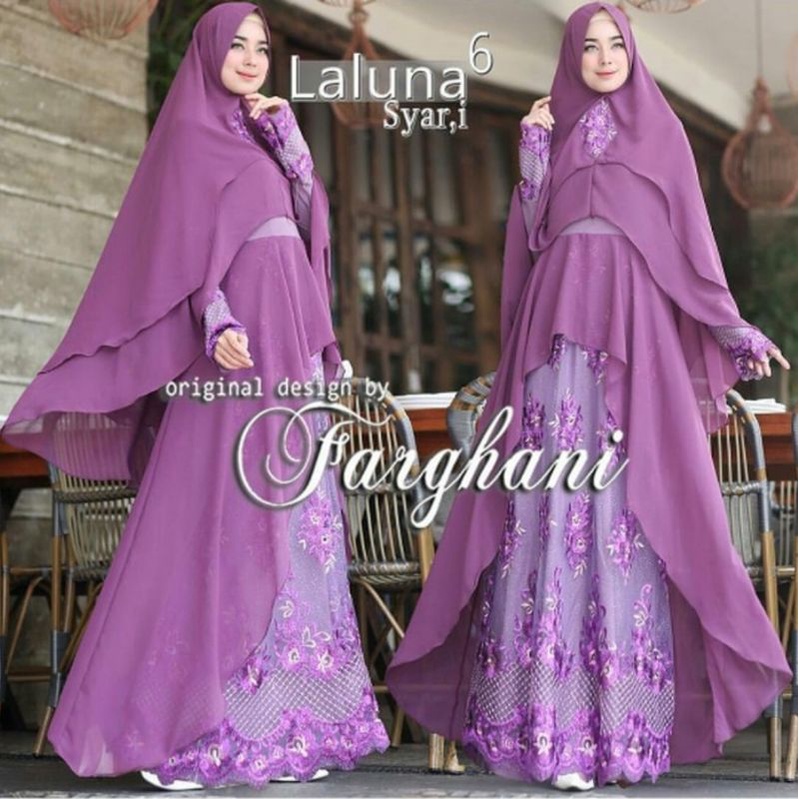 gamis ungu/ Nila brukat . gamis payet nila