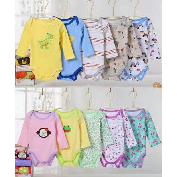 5pcs Jumper Panjang Bayi Lovelle Cart's 3-12m Bodysuits