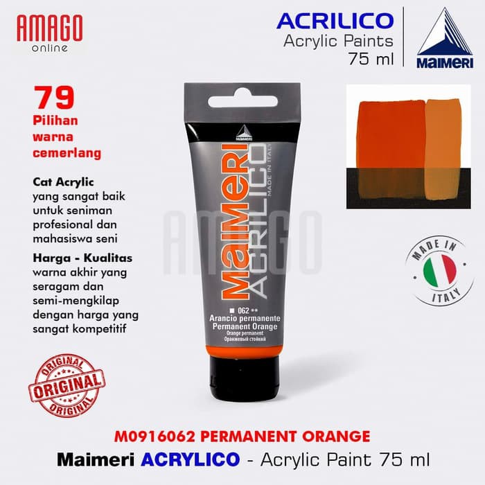 MAIMERI ACRILICO - ACRYLIC PAINT - PERMANENT ORANGE - 75ML - M0916062