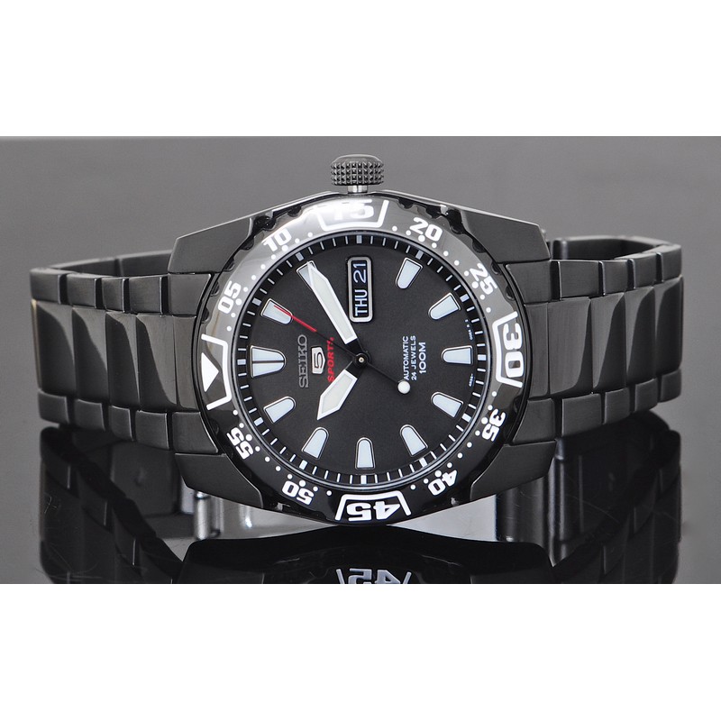 Seiko 5 Sports SRP169K1 Black IP Bracelet - Jam Tangan Pria SRP169