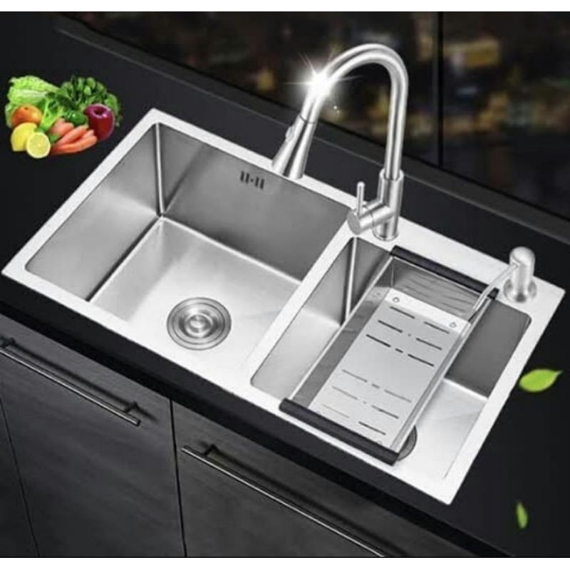 Kitchen sink stainles 8245 / Bak cuci piring 8245 / Sink dua lobang