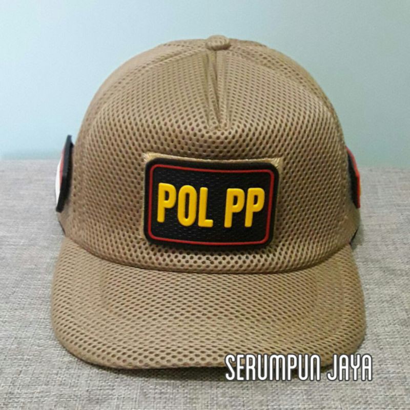 TOPI SATPOL PP - TOPI POL PP - TOPI POL PP JARING DOUBLE MESH 3PATCH VELCRO KREM