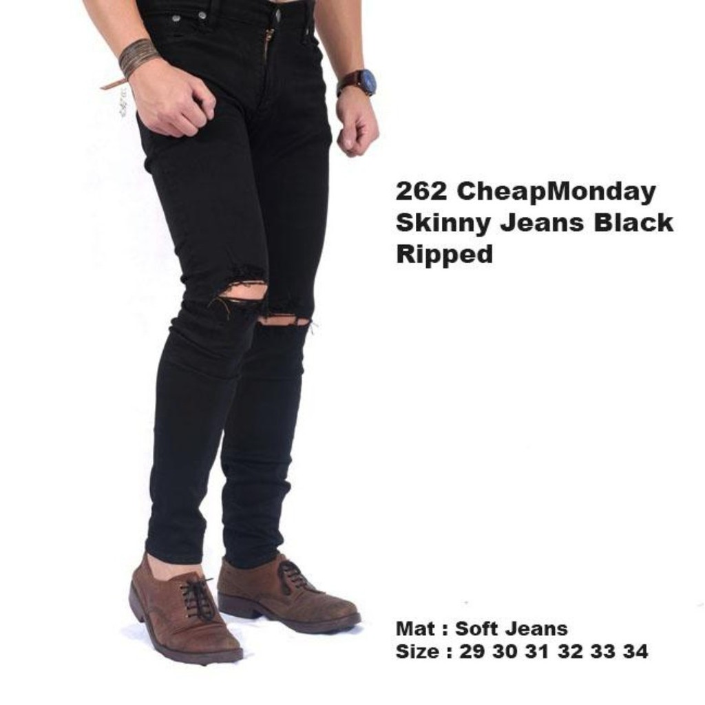 RIPPED JEANS PRIA TAMPAN SOBEK LUTUT SKINNY SOFTJEANS STRECTH MURAH