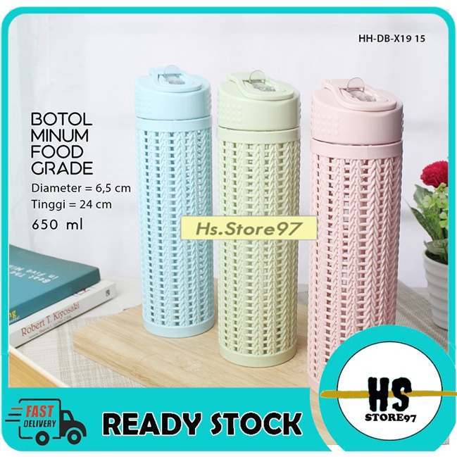 [BISA COD] Botol Minum Sedotan 650 ml Viral Botol Minum Anti Tumpah  Botol Minum Korea Viral