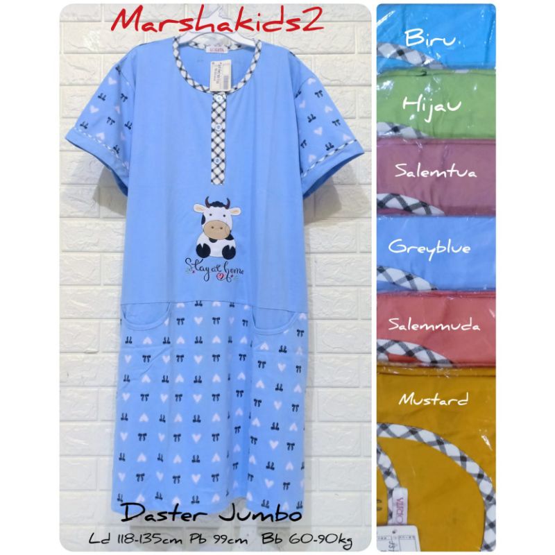 Daster Jumbo dewasa Lorita kancing 3 busui daster kaos tebal adem big size over size busui bumil Ld 