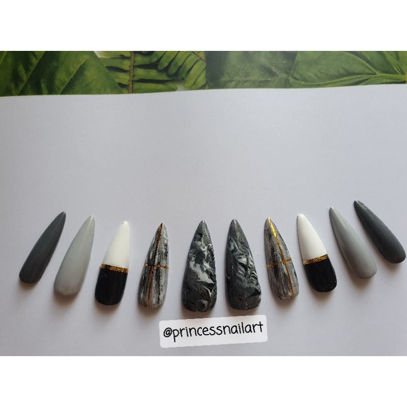 Nail art handmade by princess / Acrylic nail art marble / kuku palsu  /longnail art/ kuku pengantin
