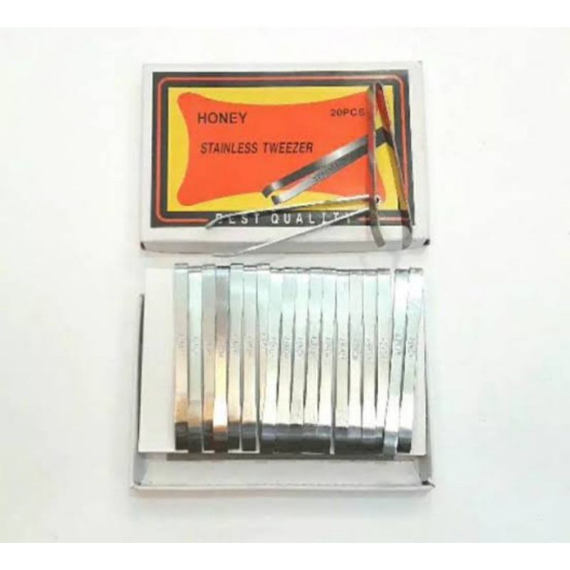 pinset Stainles isi 20 pcs/pinset alis pencabut uban Stainles isi 20 pcs