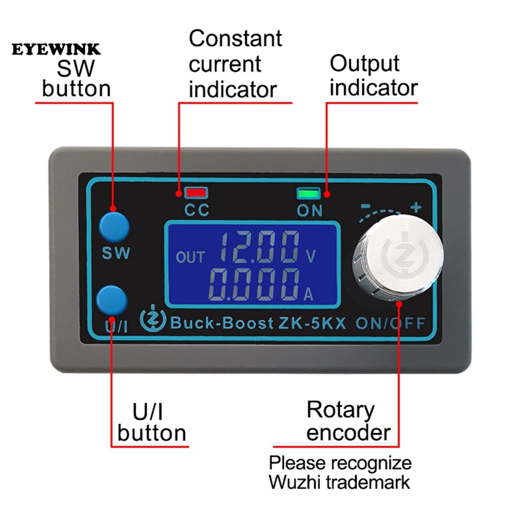 Buck Boost Converter DC CC CV 0.6-36V 5A Power Supply Modul Adjustable ZK-5KX