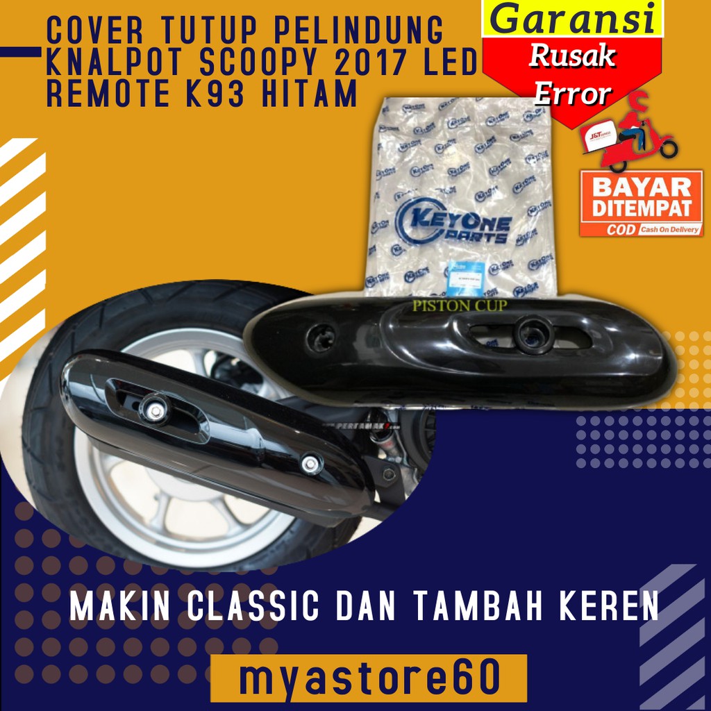 COVER TUTUP TAMENG PELINDUNG KNALPOT PROTECTOR MUFFLER HONDA SCOOPY 2017 LED REMOTE K93 HITAM ORI