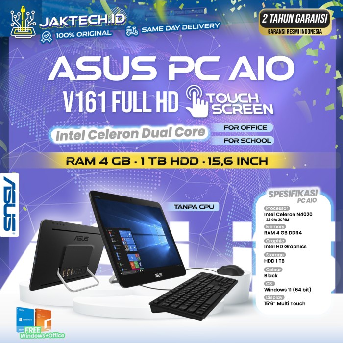 PC ASUS All in One TOUCH SCREEN V161 N4020 / V241 Intel i3 i5 / Win11