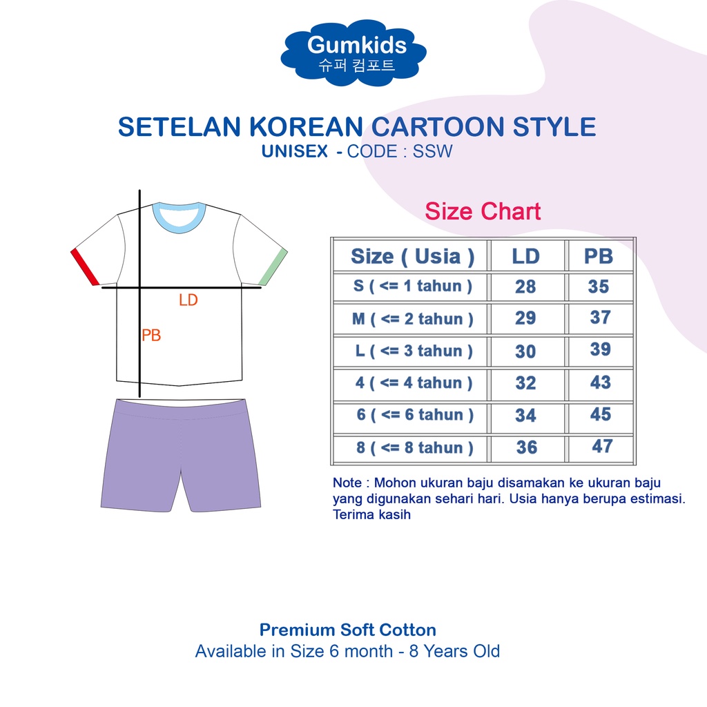 GUMKIDS SETELAN ANAK COWOK CEWEK 1 - 8 TAHUN / SET BAJU CELANA ANAK  / STELAN LAKI PEREMPUAN  &quot;KOREAN&quot;