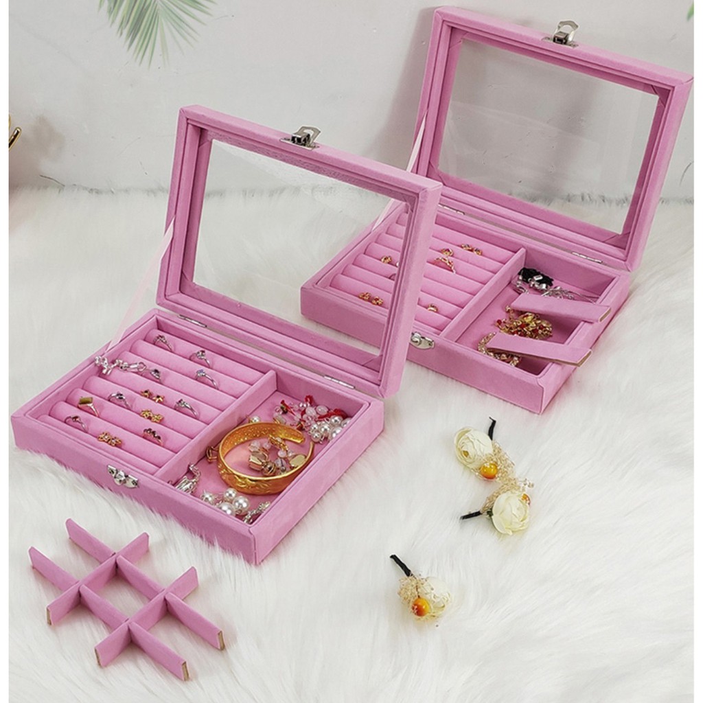 Kotak Perhiasan #74 Tempat Penyimpanan Travel Jewelry Box Case Untuk Anting Cincin Kalung Organizer