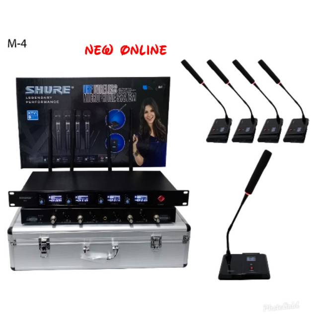 Mic wireless SHURE M4 UHF 4 mic meja wireless