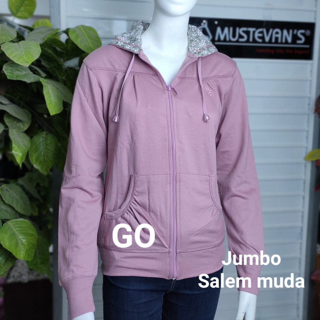 gof MUSTEVANS BIG SIZE JAKET WANITA Extra Size Jumbo Mama Size Sweater Polos Katun Casual Santai